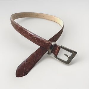 Kenneth Cole Waist Belt Women's Small Brown Leather Crocodile Embossed Classic